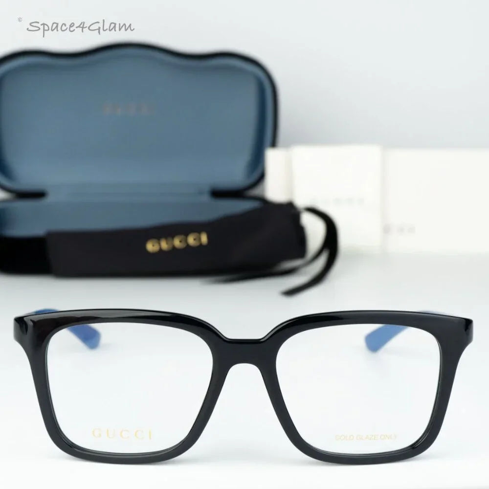 BRAND NEW Gucci GG1738O 004 Black Blue Demo Unisex Square Eyeglasses GG 1738O - Picture 2 of 6